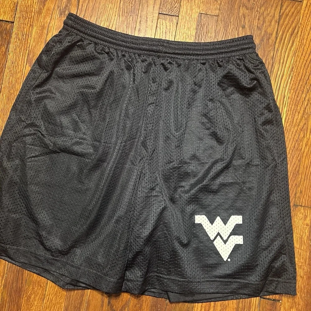West Virginia University Sportek Shorts Size Medium Black Polyester Preowned